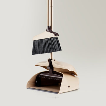 Yocada Brown Dustpan and Broom Set Long Handle
