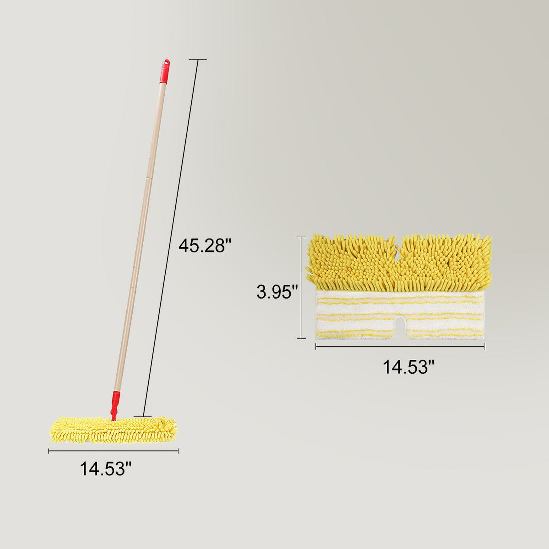 Dust Mop Extension Long Handle Chenille/Stripes Microfiber 2 in 1 Home Office