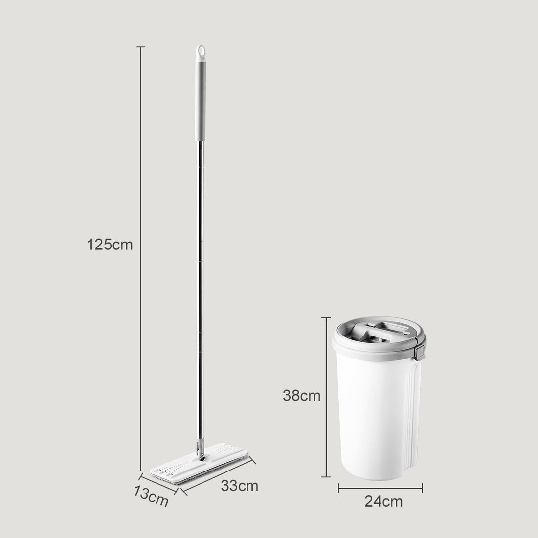 Hands-free Flat Mop and Bucket Set with Microfiber Pads for Corners and Compact