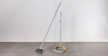 How to clean concrete floors with a floor broom and dustpan set