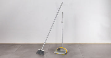 How to clean concrete floors with a floor broom and dustpan set