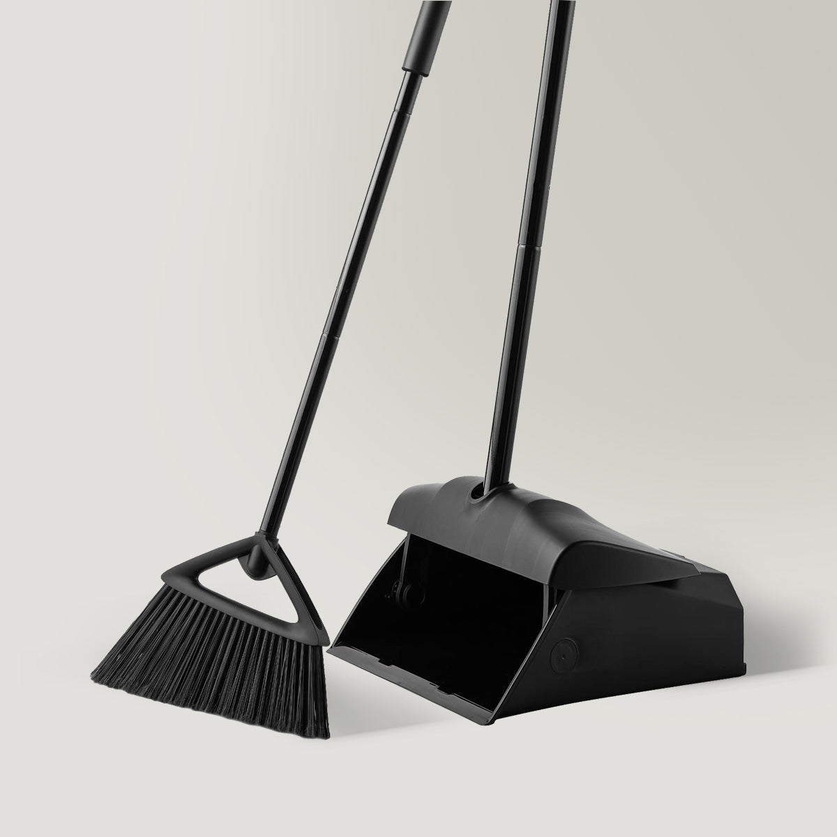 Commercial Black Broom and Dustpan Combo Set