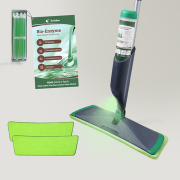 YOCADA Spray Mop with Bio-Enzyme Multi-Surface Cleaner | All-in-One Floor Cleaning Kit with 2 Microfiber Pads & 8x Concentrates – Fresh, Natural, Streak-Free Shine