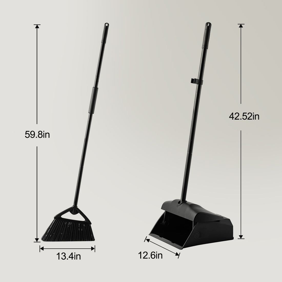 Commercial Black Broom and Dustpan Combo Set