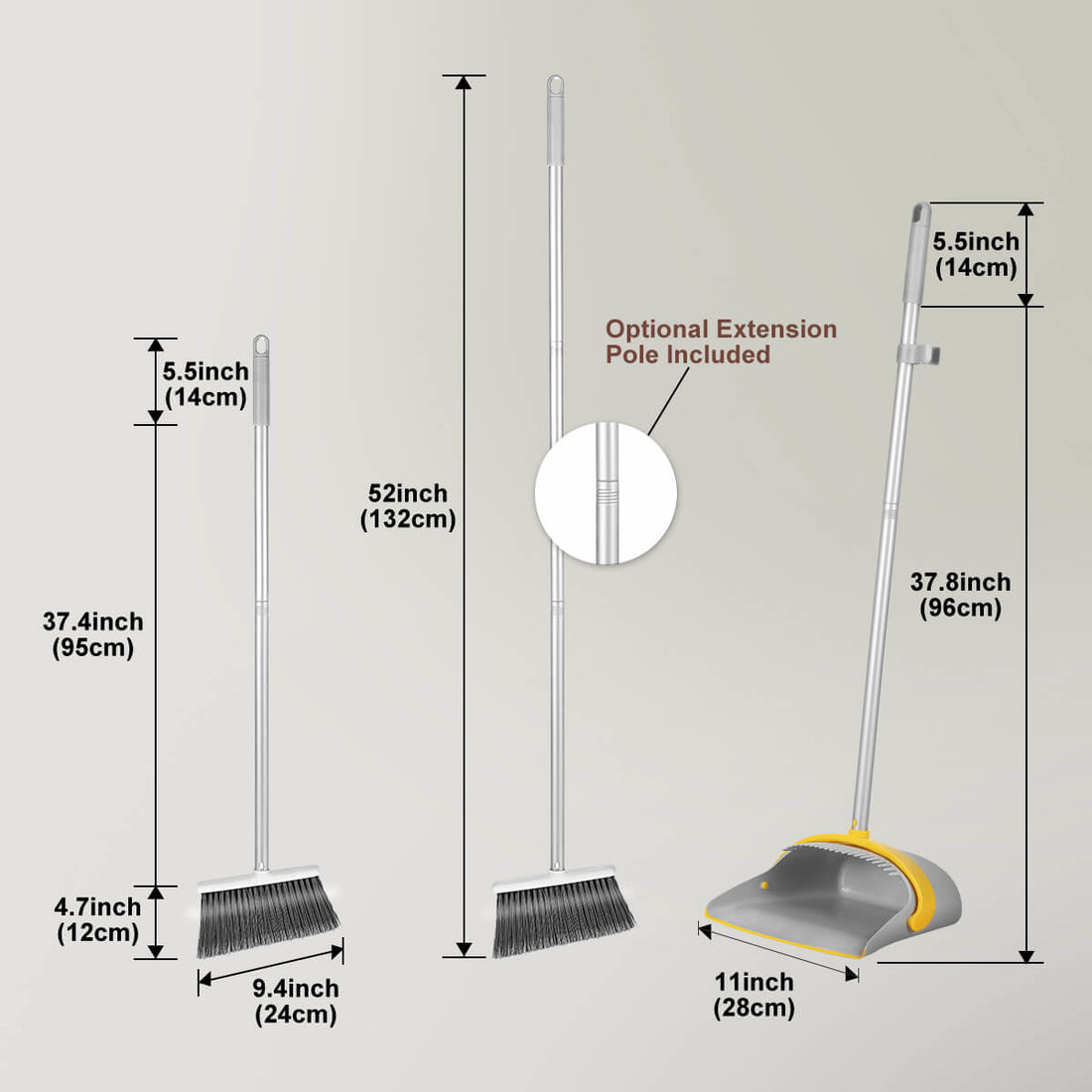 Upright Broom and Dustpan Set