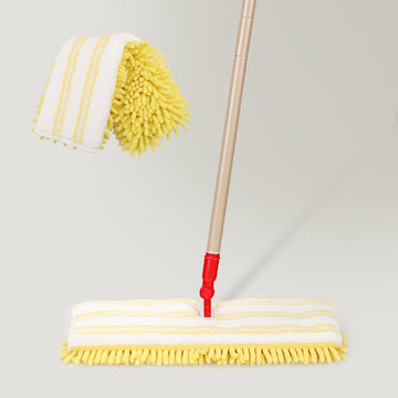Dust Mop Extension Long Handle Chenille/Stripes Microfiber 2 in 1 Home Office