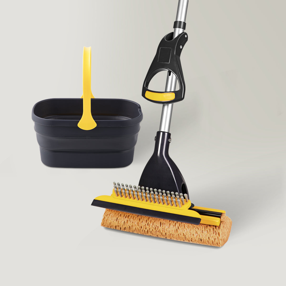 Yocada Collapsible Plastic Bucket Mop Bucket and Sponge Mop Kit