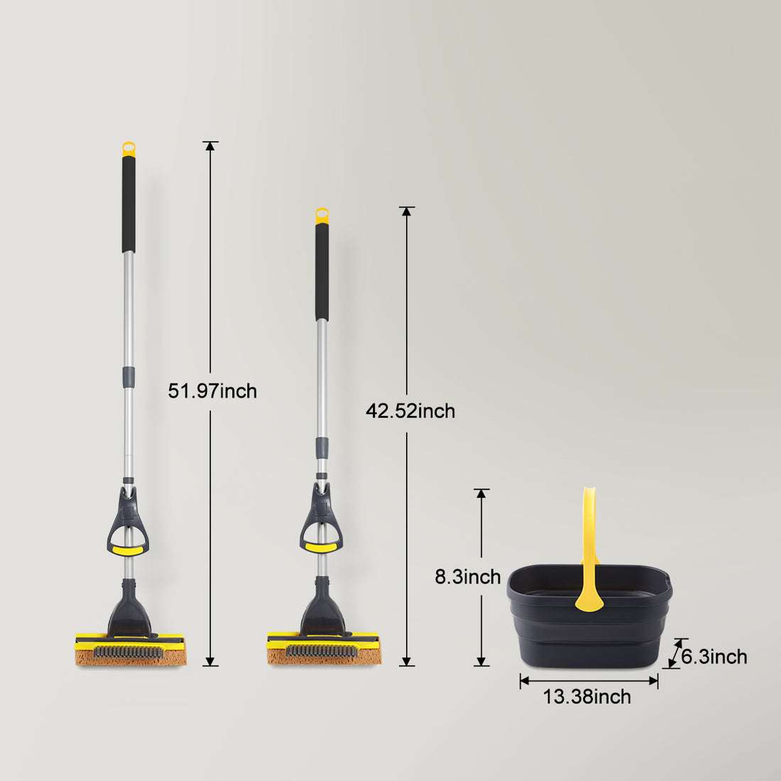 Yocada Collapsible Plastic Bucket Mop Bucket and Sponge Mop Kit